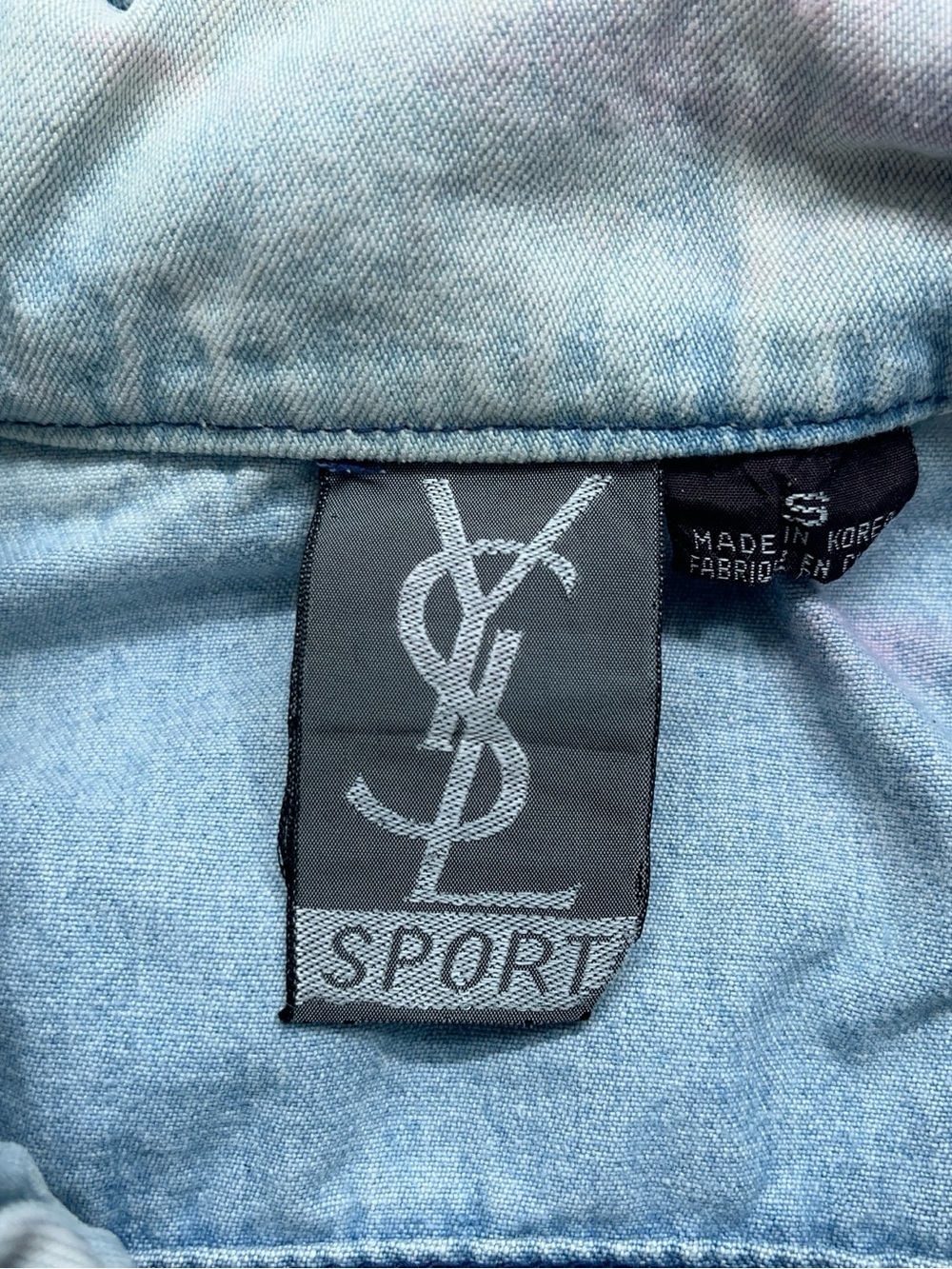 Vtg Saint Laurent YSL SPORT Denim Vest Mens Size Small Faded Blue Distressed - Picture 7 of 16